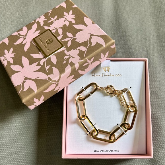 NEW House of Harlow 1960 Gold Link Bracelet with Box NIB - Picture 3 of 4